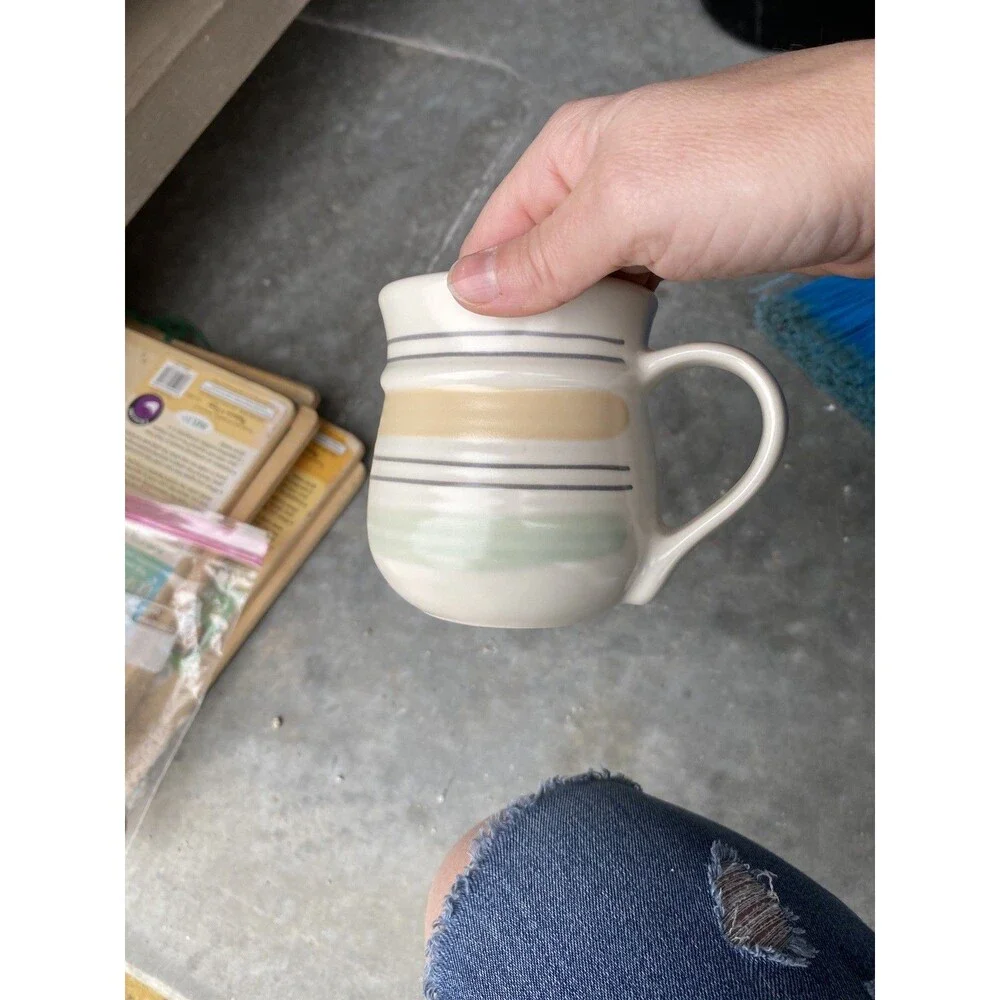 Vintage Pfaltzgraff Mexico Stripe Stoneware Mug Southwestern Boho 14oz
